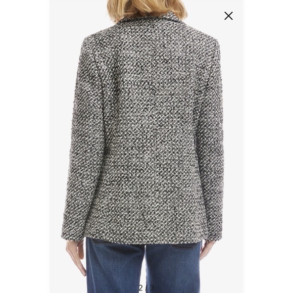 Women's Karen Kane Black And White 30% Wool Tweed Blazer Size Large With Pockets - Picture 3 of 12